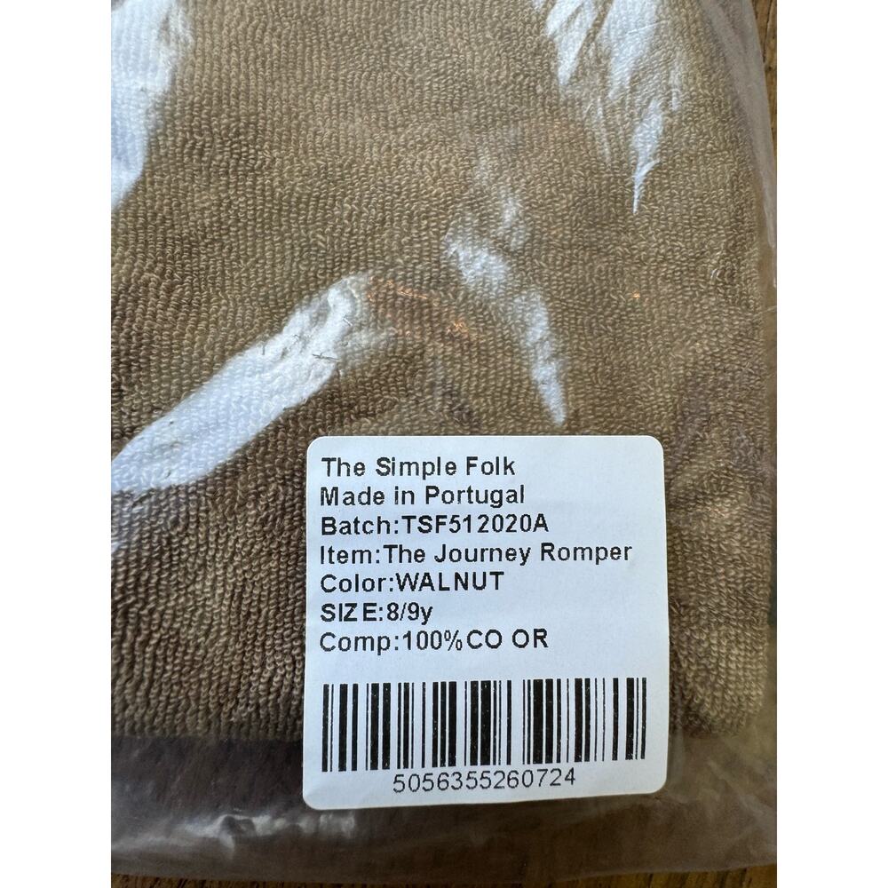 The Simple Folk Journey Romper Fleece One Piece Walnut Brown Buttons 8-9 y NWT - Picture 5 of 5
